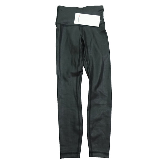 New Lululemon Leggings Size 0 Wunder Train HR Tight 25" Matte Foil MIBA Black - Picture 1 of 9